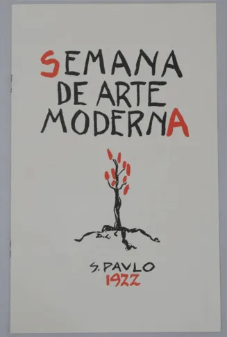 Capa do programa da Semana de Arte Moderna de 1922 criada por Di Cavalcanti e reproduzida na publicação "Caixa Modernista"