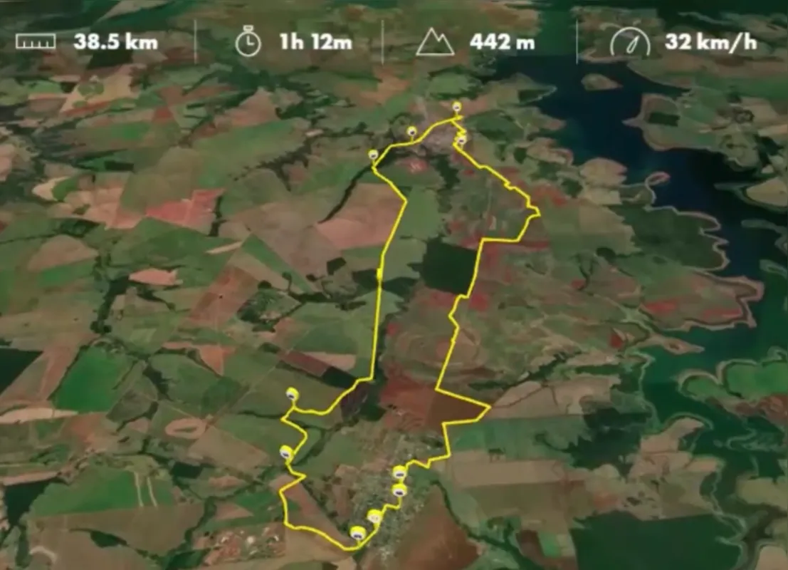 A rota possui um percurso de aproximadamente 40 km e 532 metros de elevação.