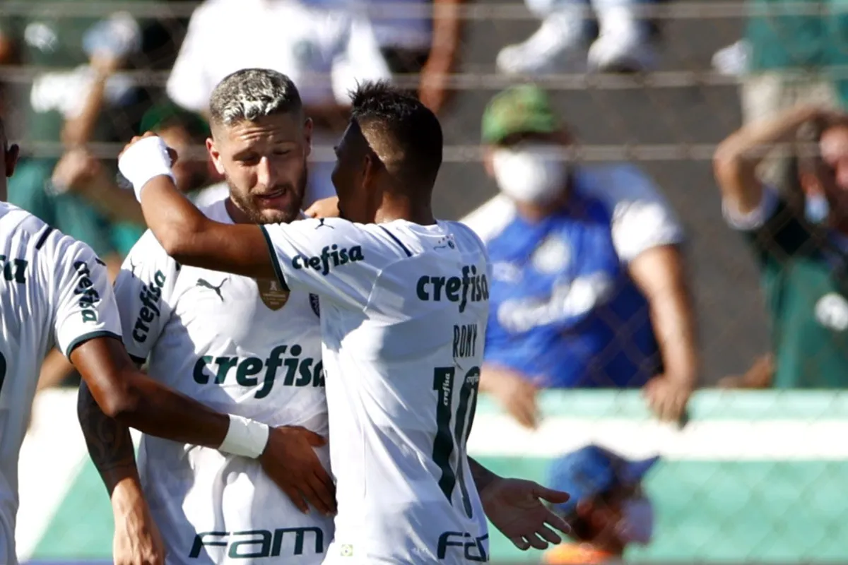O meia Zé Rafael, ex-LEC, celebra gol do Palmeiras diante do Novorizontino