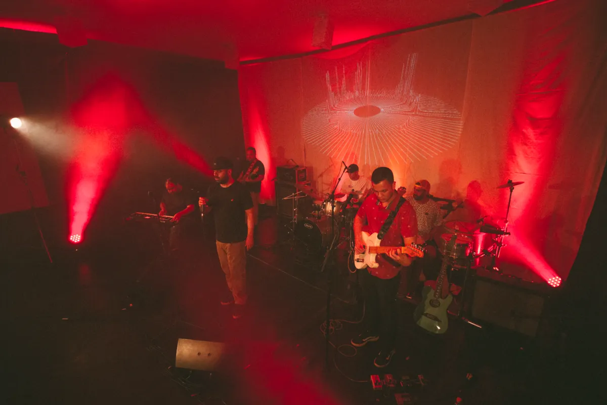 Os integrantes da Labareda Fya no Projeto Banda Nova Funcart 2021