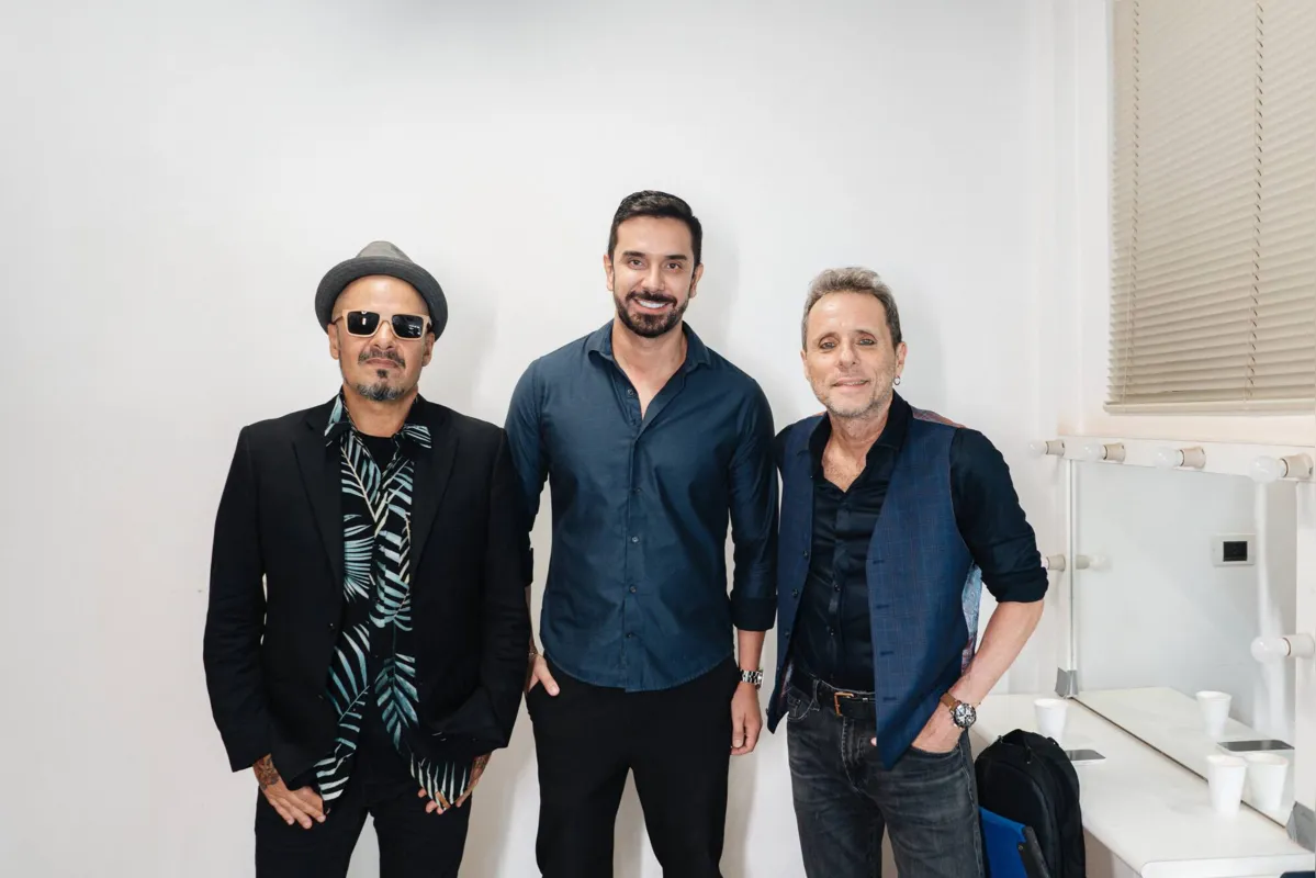 No camarim, com Sérgio Britto e Tony Bellotto