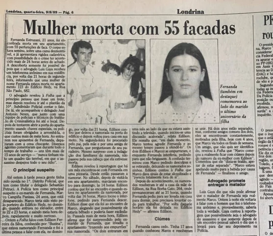 Imagem ilustrativa da imagem Cronologia do Caso Fernanda Estruzani - Fúria e sangue no 12º andar