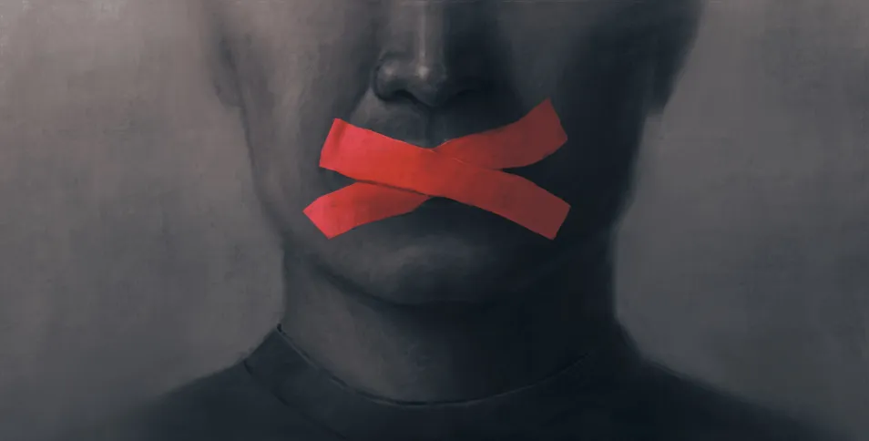 Free speech censorship censored and freedom of expression concept , political art illustration, conceptual artwork