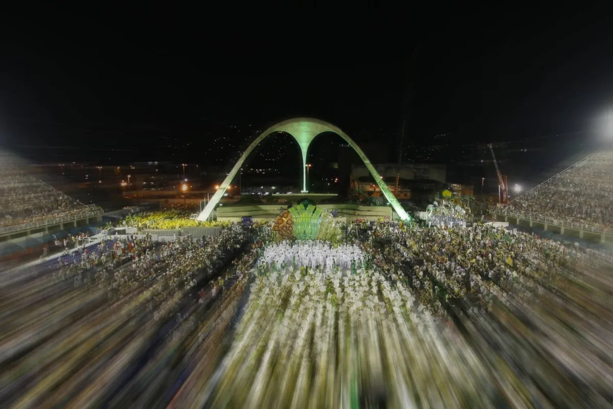 Rio de Janeiro, Brazil - February 15, 2010: Samba school presentation in Sambodrome in Rio de Janeiro carnival. This is one of the most waited big event in town and attracts thousands of tourists from all over the world. The parade is happenning in two consecutive days and the samba schools are always trying their best to impress the judges. Every samba school have a bit more than one hour limit to do his presentation through the seven hundred meters avenue.