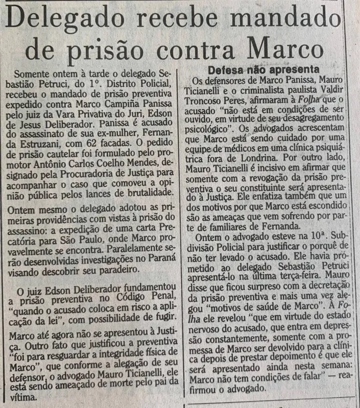 Imagem ilustrativa da imagem Cronologia do Caso Fernanda Estruzani - Fúria e sangue no 12º andar