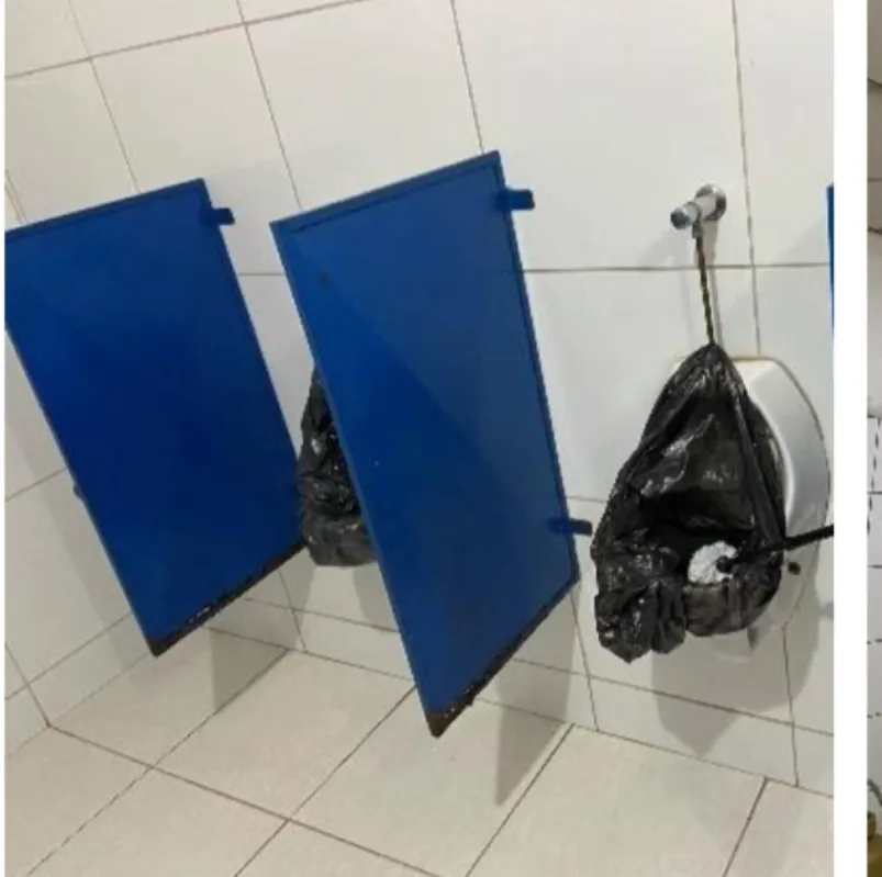 Banheiros masculinos estão com mictórios desativados