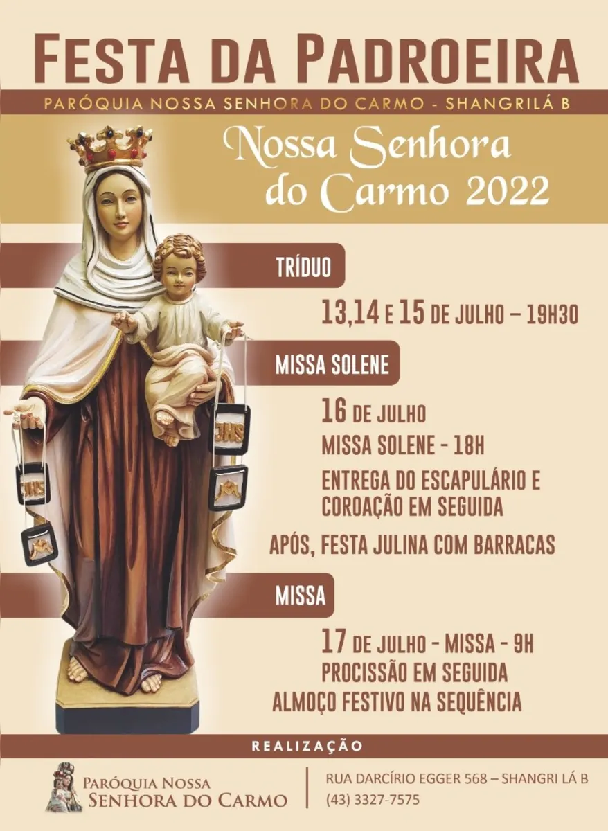 Imagem ilustrativa da imagem Paróquia Nossa Senhora do Carmo realiza Festa da Padroeira