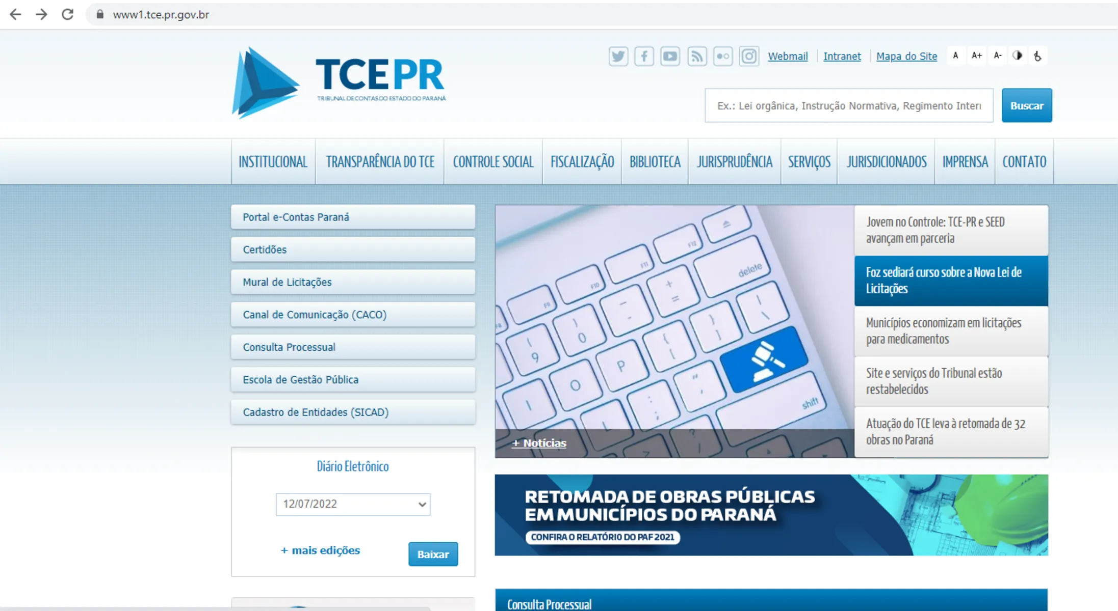 O site do TCE-PR (Tribunal de Contas do Estado do Paraná) foi restabelecido no início da tarde de segunda-feira (11).