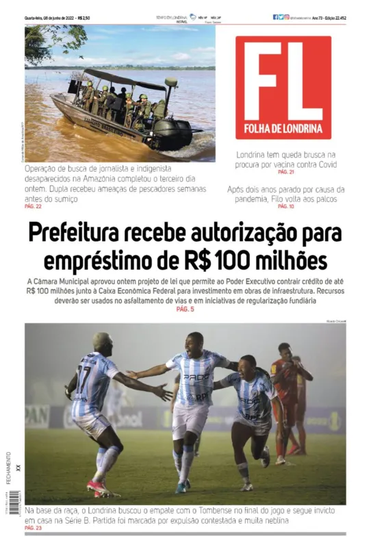 Imagem ilustrativa da imagem Capa 08/06/2022