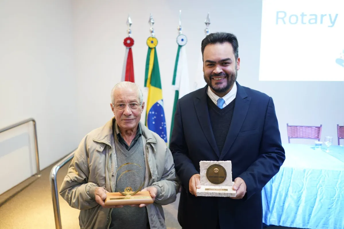 Os homenageados Humberto Galam e Felipe Machado