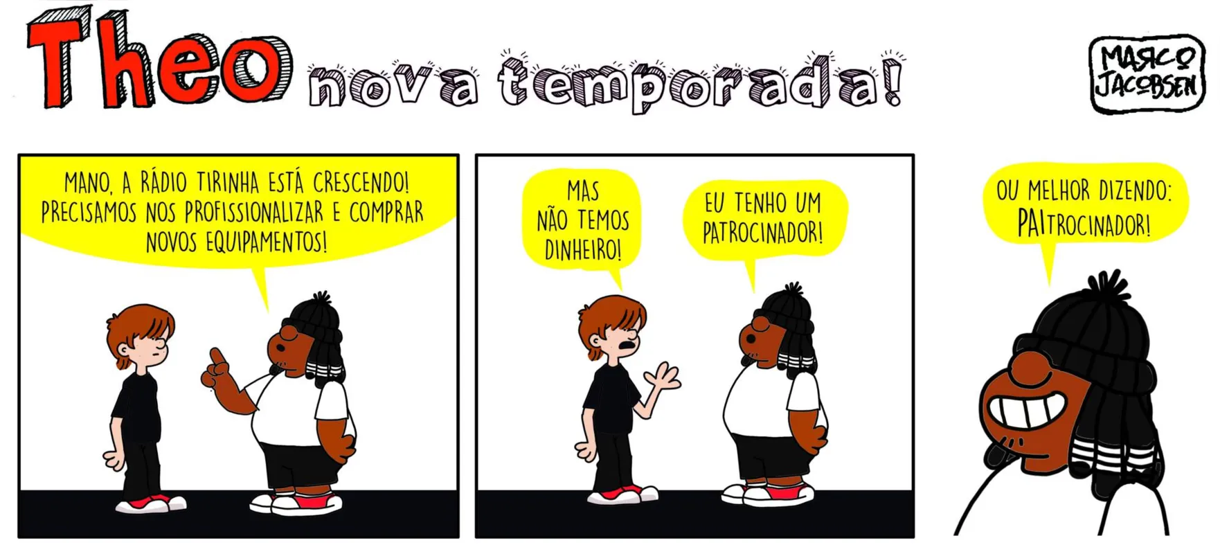 Imagem ilustrativa da imagem Comece o dia com humor com os quadrinhos de Theo e Edibar