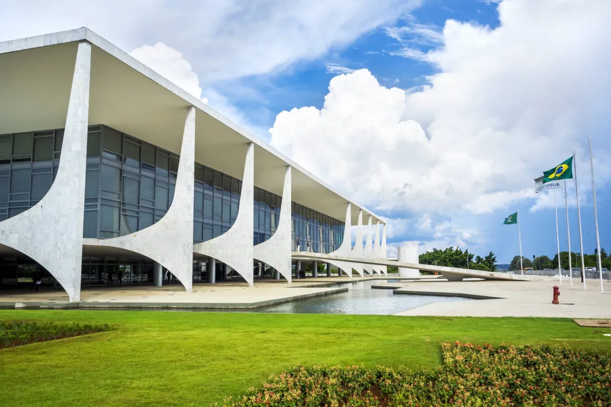 Brasilia, Brazil - November 18, 2015: Planalto Palace, the official workplace of the President of Brazil, located in the national capital of Brasilia.