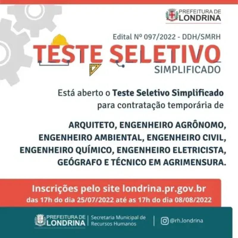 Imagem ilustrativa da imagem Prefeitura de Londrina realiza teste para contratar 33 profissionais
