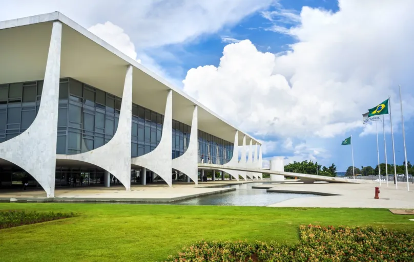 Brasilia, Brazil - November 18, 2015: Planalto Palace, the official workplace of the President of Brazil, located in the national capital of Brasilia.