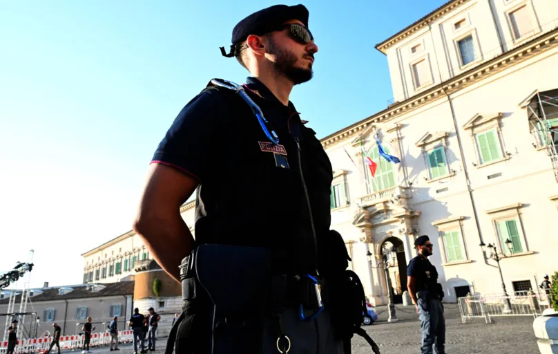 Policiamento foi reforçado no Palãcio Quririnale, em Roma, onde houve o encontro entre Draghi e Mattarella