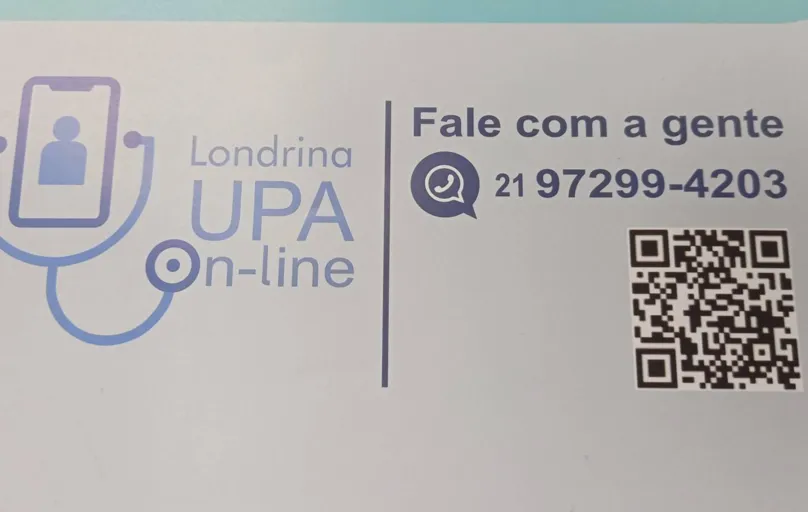 Para acessar o serviço da UPA On Line Londrina a pessoa deve enviar uma mensagemn por WhatsApp para o número 21 97299-4203