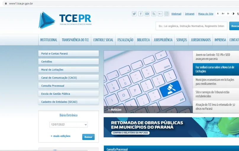 O site do TCE-PR (Tribunal de Contas do Estado do Paraná) foi restabelecido no início da tarde de segunda-feira (11).