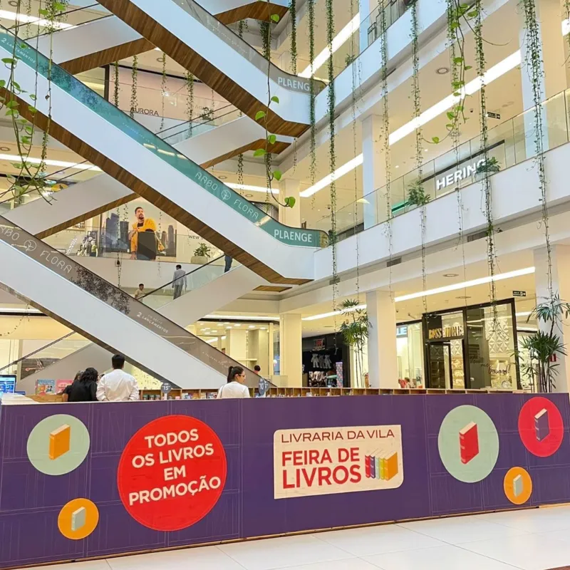 Feira de Livros da Livraria Vila vai até 13 de setembro na praça de eventos do Aurora Shopping