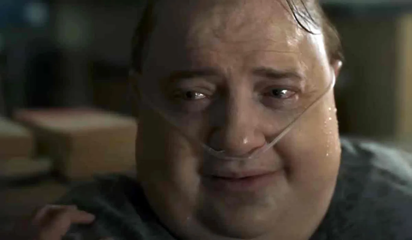 Brendan Fraser em 'A Baleia": seu prsonagem no filme é um professor recluso e à beira da morte por seus cento e tantos quilos