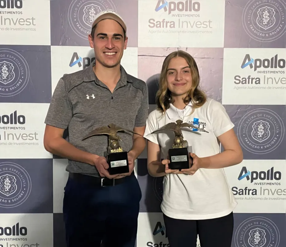 Ulisses de Toledo Jr (do Alphaville Graciosa Clube) e Ana Helena Cunha (do Londrina Golf Club), que foram  vice-campeões