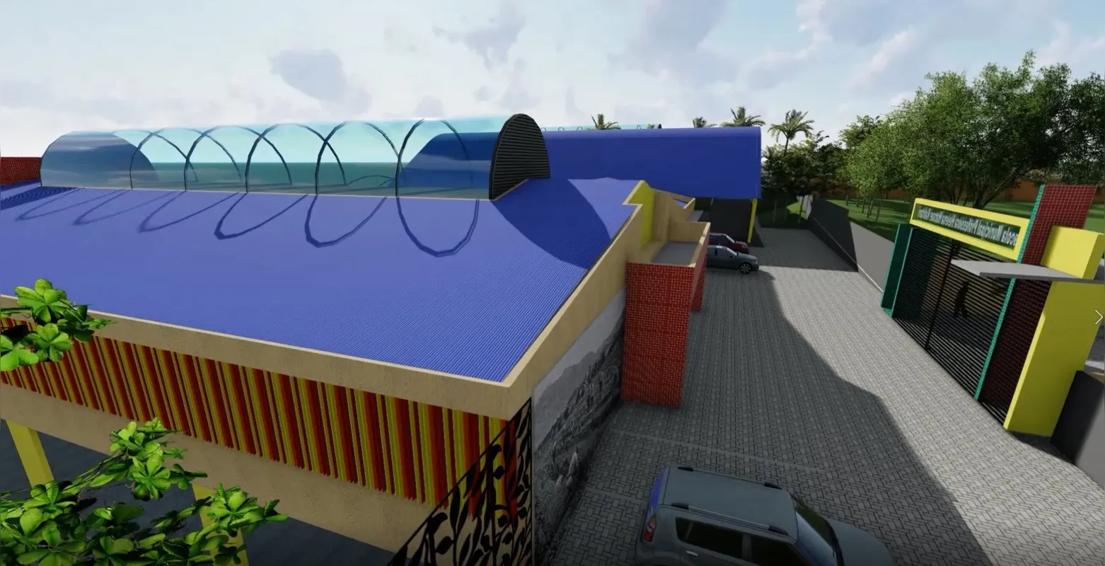 Projeção de como ficará a escola após a reconstrução