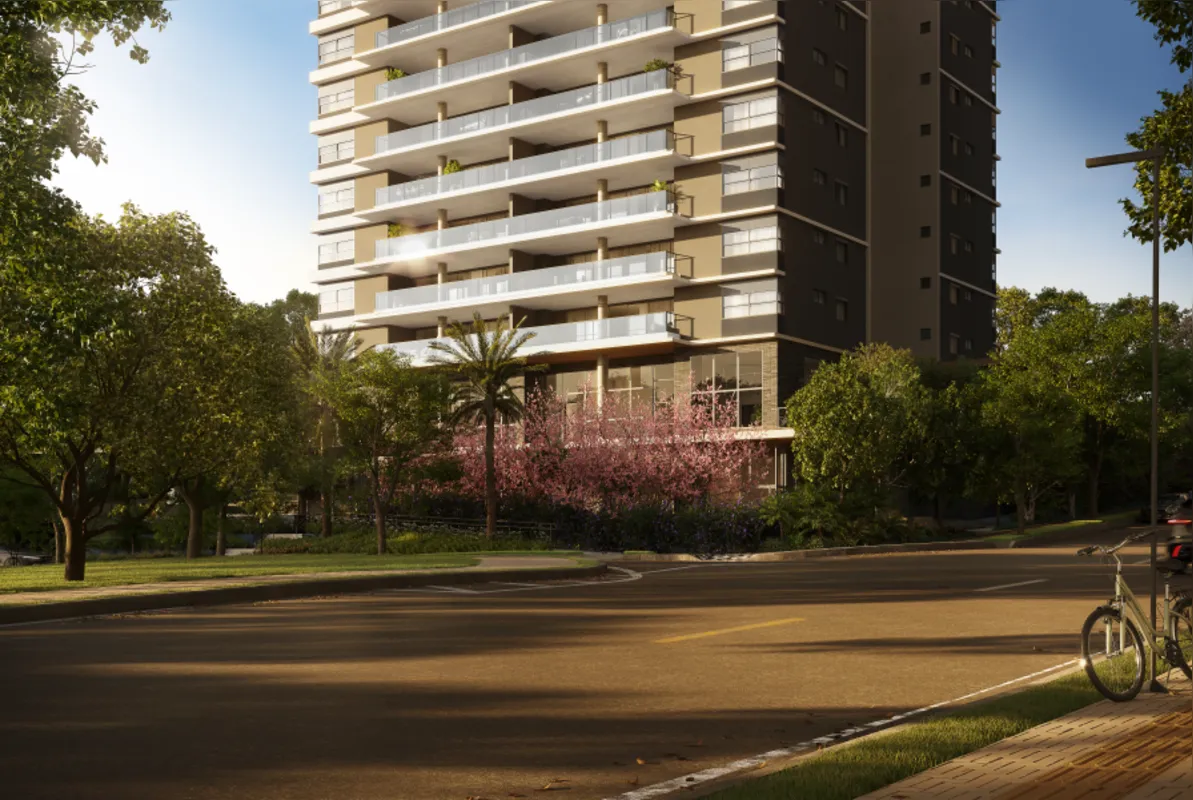 Na esquina calma da Chapp Galindo com a Tereza Zanette, Aura complementa a paisagem do Plaenge Parque Urbano, uma região que proporciona a conexão entre pessoas e natureza através da arquitetura