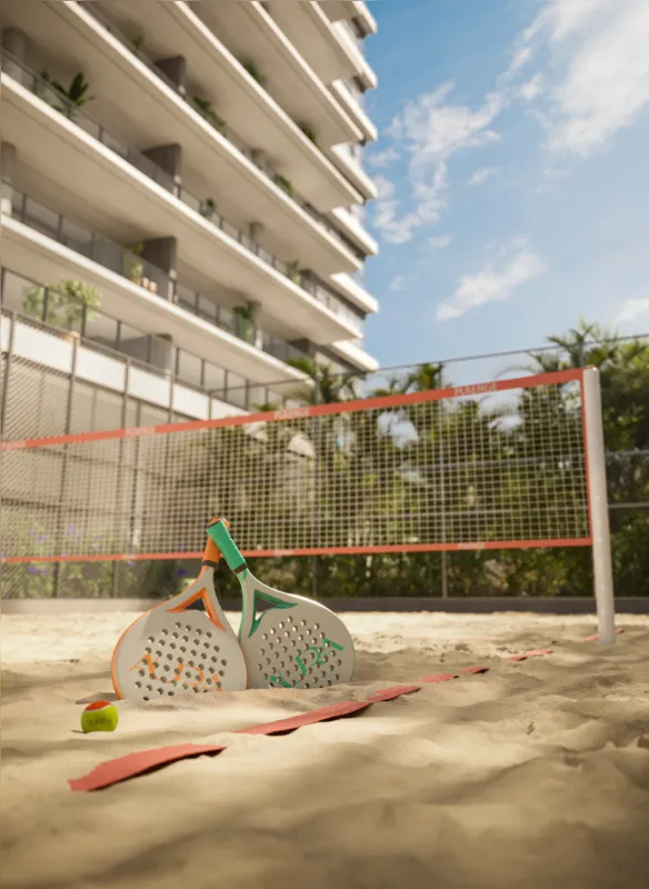 A quadra de Beach Tennis é uma das atrações que prometem movimentar o Aura.