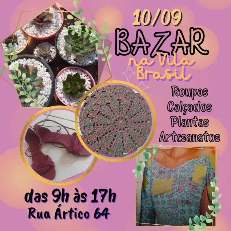 Imagem ilustrativa da imagem Bazar da Vila Brasil acontece neste sábado com produtos a partir de R$ 2