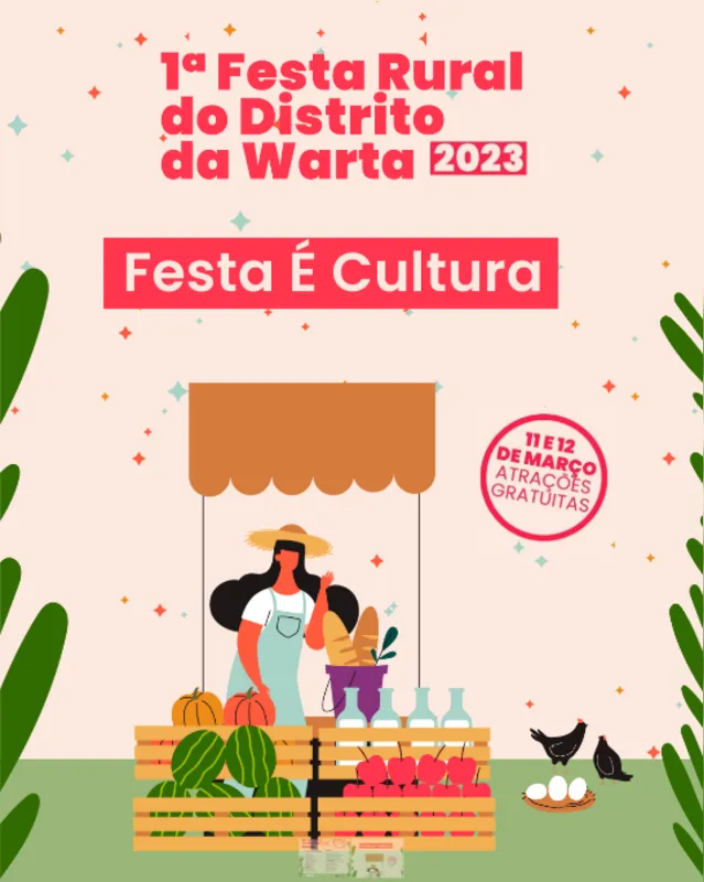 A 1º Festa Rural do Distrito de Warta acontecerá nos dias 1 e 12 de março