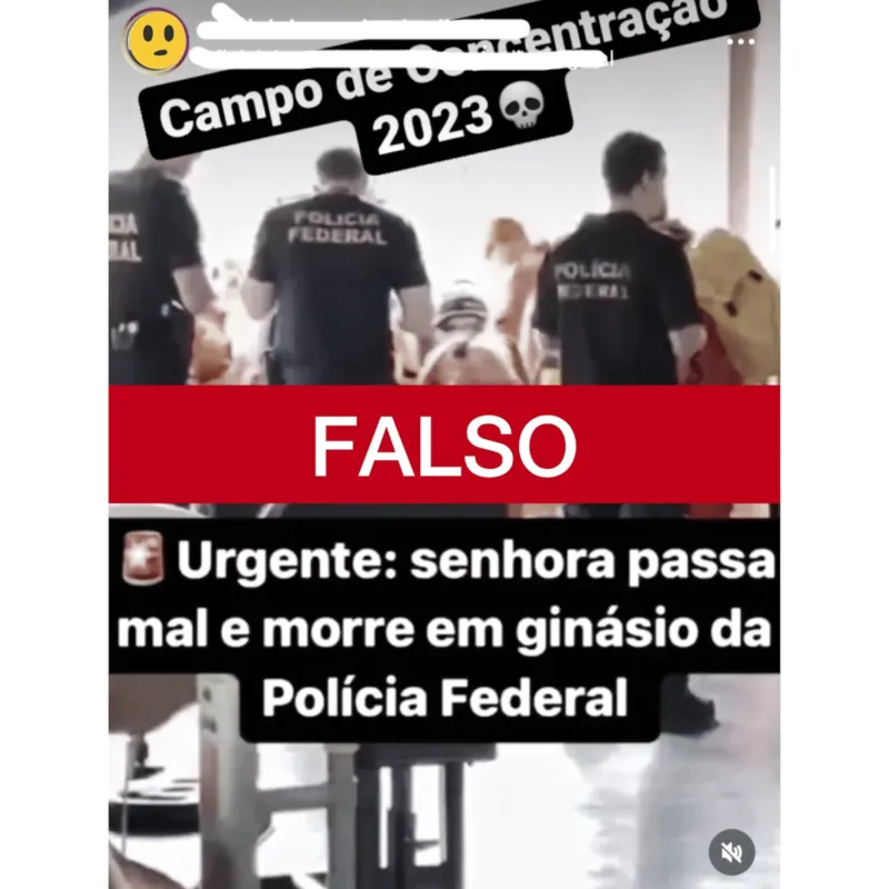Imagem ilustrativa da imagem É falso que idosa que participou de atos em Brasília morreu na PF