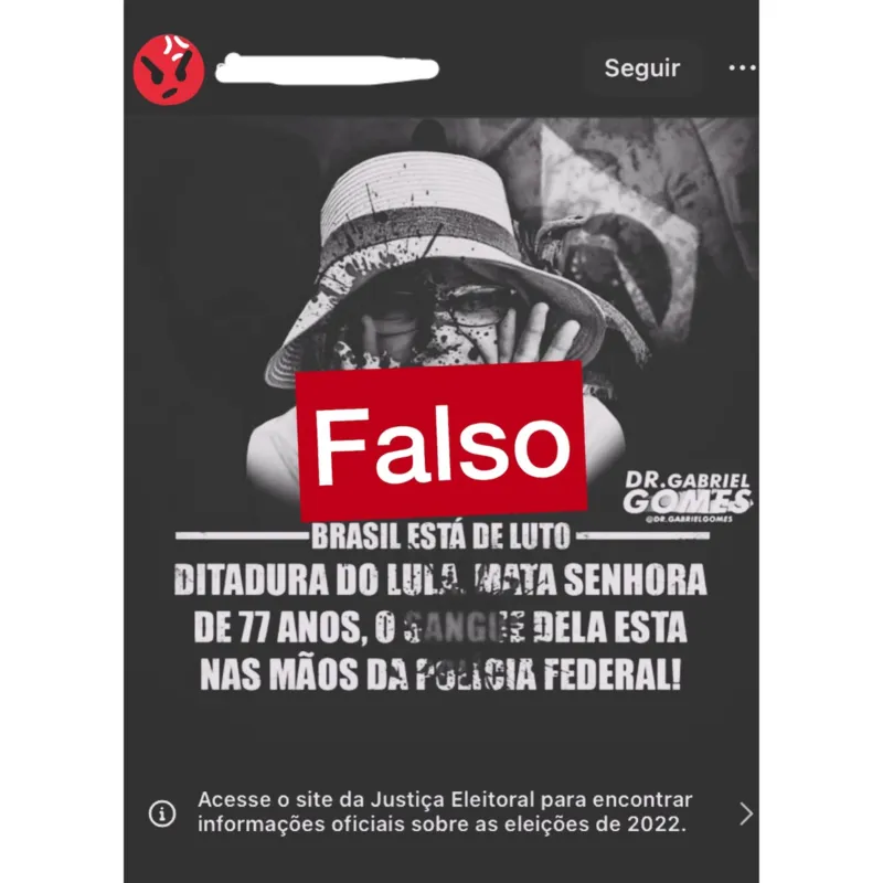 Imagem ilustrativa da imagem É falso que idosa que participou de atos em Brasília morreu na PF