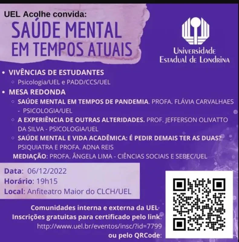 Imagem ilustrativa da imagem Evento sobre saúde mental é realizado na UEL