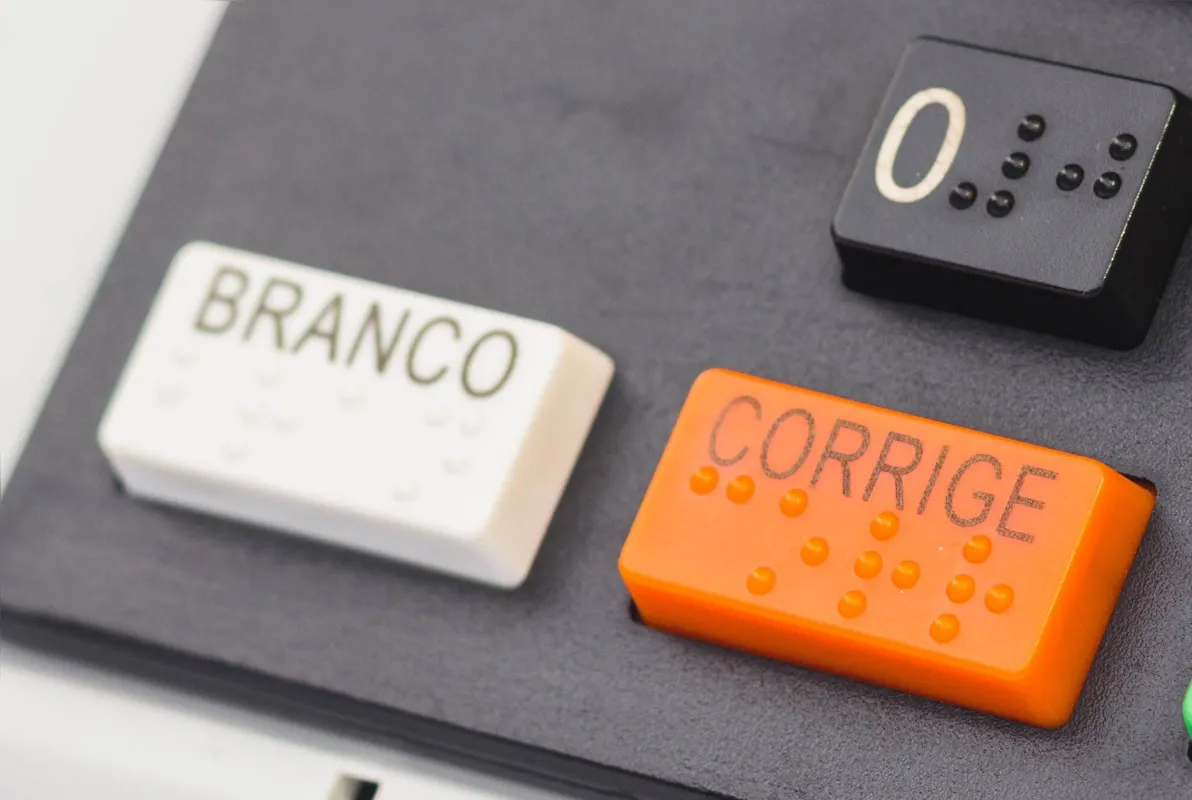 In this photo illustration an electronic ballot box used in elections for mayor, councilor, deputies, senators and president of Brazil.