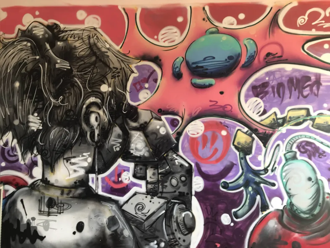 Imagem ilustrativa da imagem Grafite e histologia representados em muro no campus da UEL
