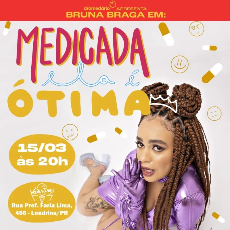 Imagem ilustrativa da imagem Humorista Bruna Braga se apresenta hoje em Londrina