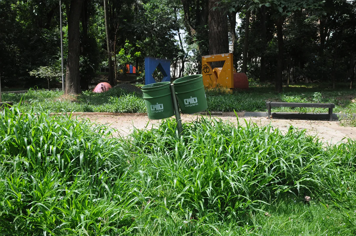 O mato alto se destaca para quem passa pelo Bosque Central Marechal Cândido Rondon, revitalizado há pouco mais de um ano