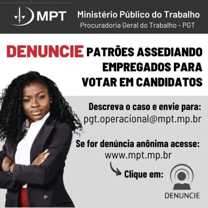 A procuradora-chefe do MPT-PR, Margaret Matos de Carvalho, ressaltou a importância do papel das entidades sindicais no esclarecimento dos trabalhadores acerca da ilegalidade do assédio eleitoral .