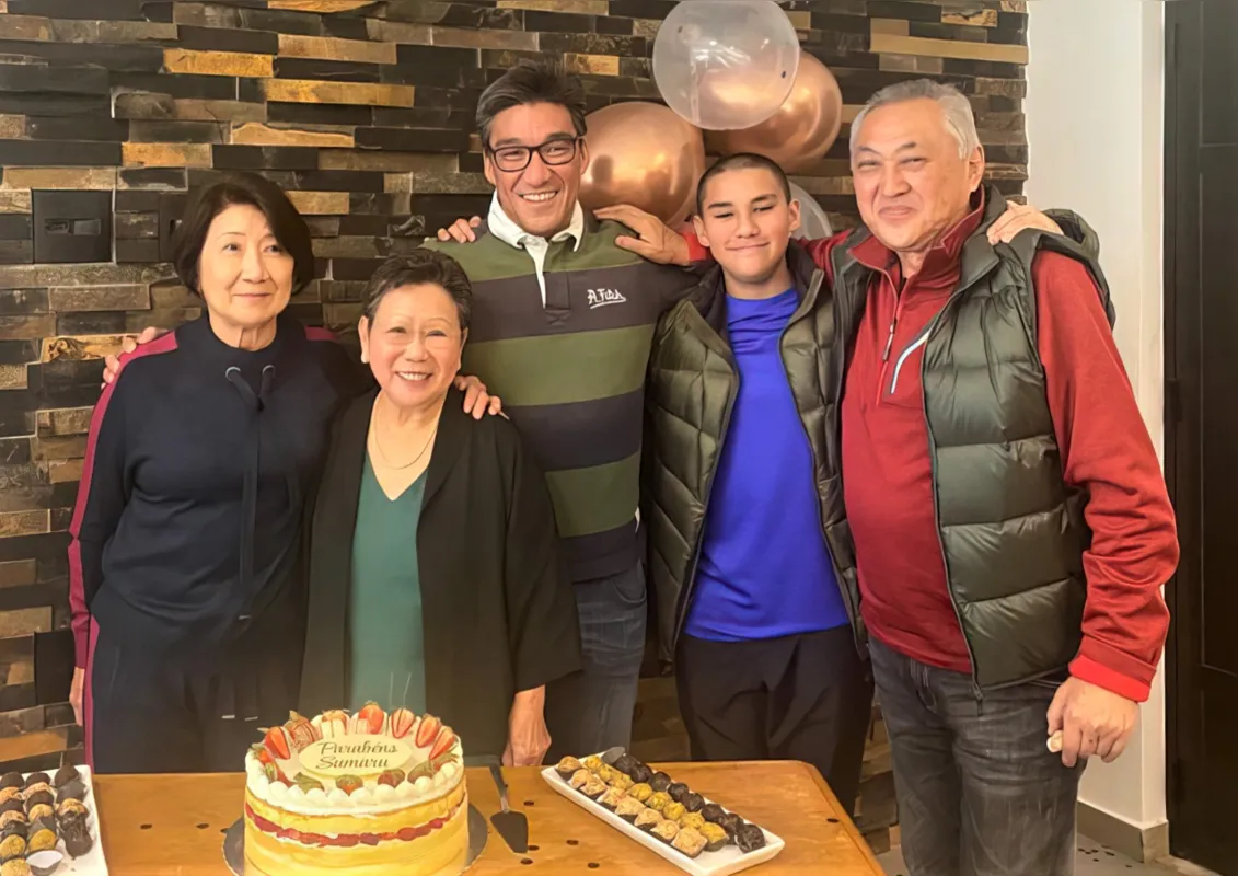 Kessae , Marco, Rafael e Luis Carlos Miguita com a aniversariante