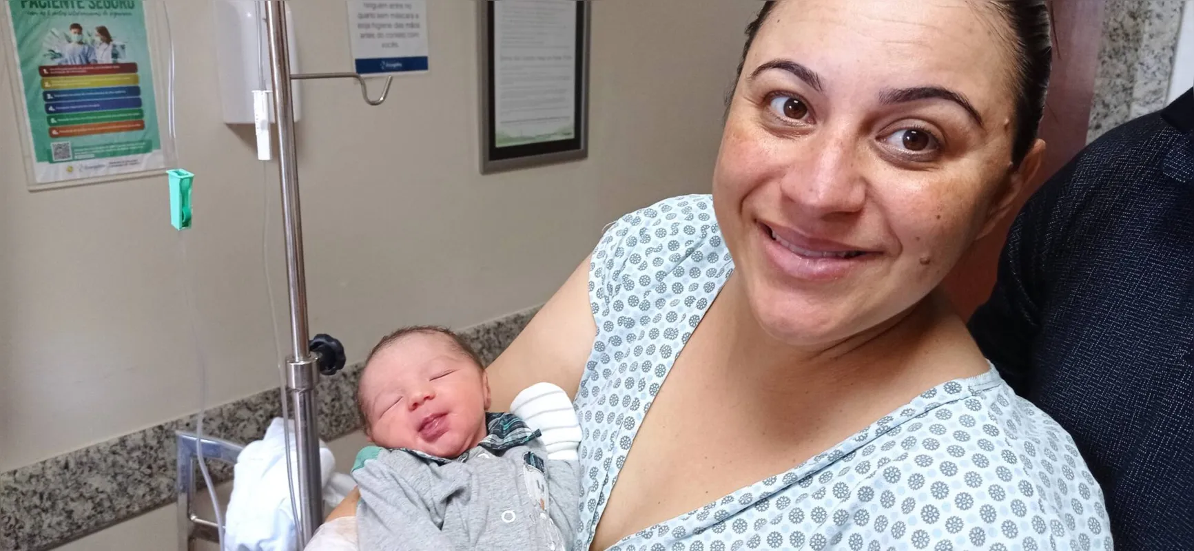 Elaine Rinaldi com Lucas:  surpresa e correria com a chegada do bebê