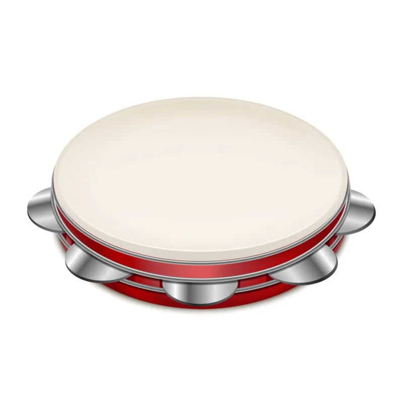 Realistic 3d Detailed Musical Instrument Tambourine Can Be Used for Song, Band, Carnival and Show. Vector illustration