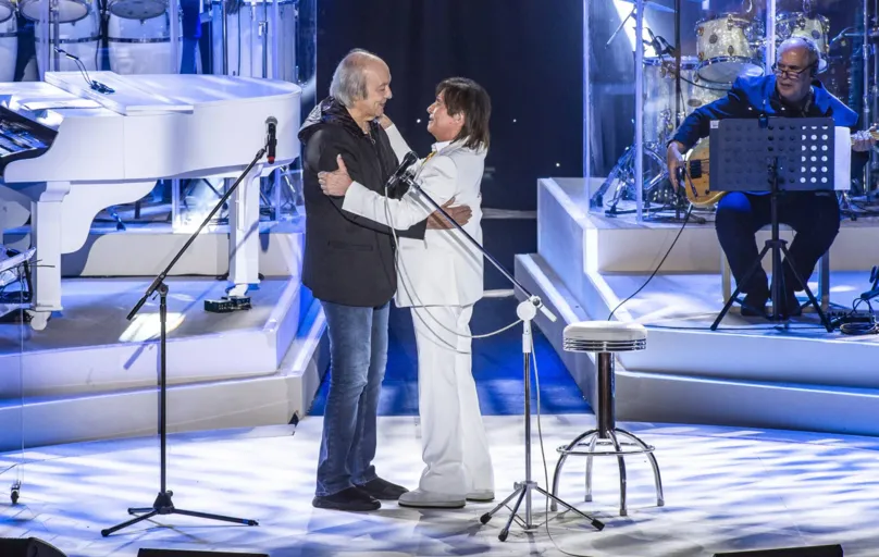 Roberto e Erasmo Carlos no Especial em 2019: homenagem ao amigo que faleceu em novembro emocionou o público