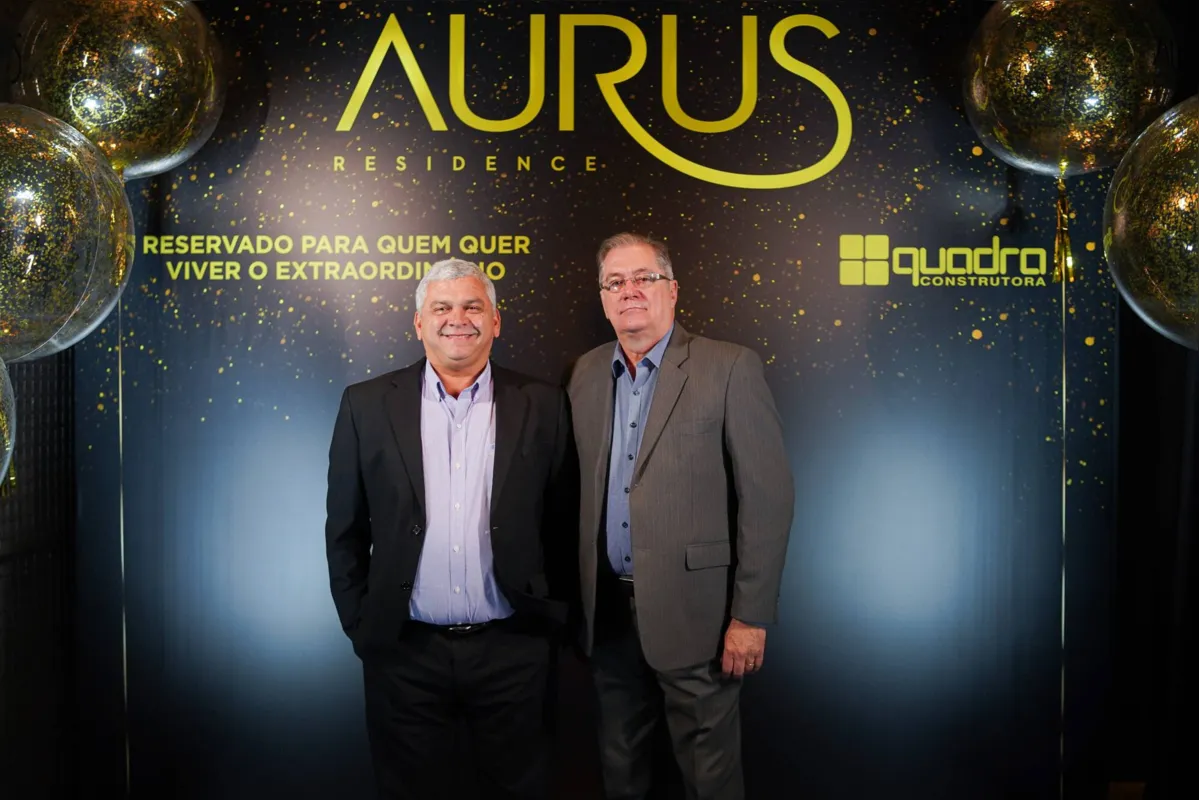 Rogério Businhani e Donizetti Feriani, respectivamente gerente de obras e diretor comercial da Quadra Construtora