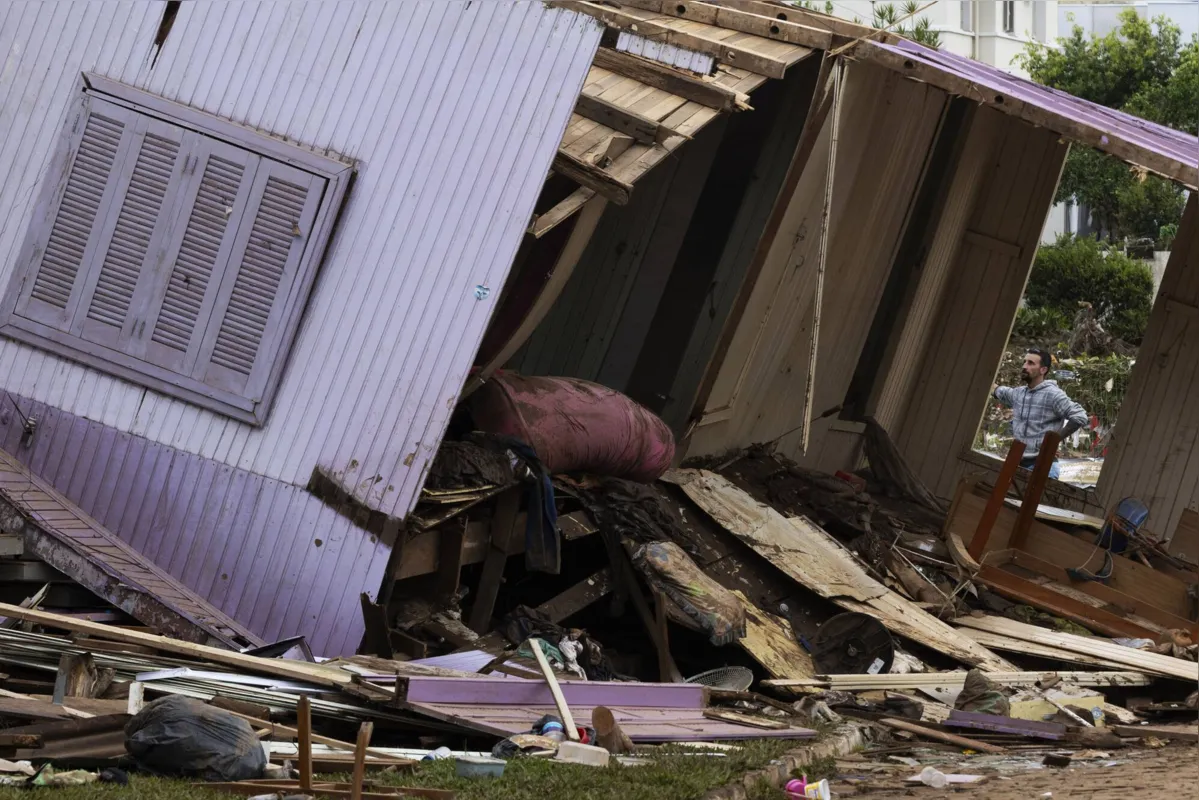 Casa destruída em Roca Sales, um dos municípios gaúchos mais atingidos pelas chuvas