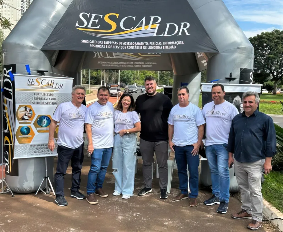 Os diretores Wilian Gimenez, Marcos Ferreira, Marisa Furlan, Emerson Agra, Jair Vicente, Euclides Nandes Correia; acompanhados do parceiro do SESCAP-LDR, Valdeir Eduardo