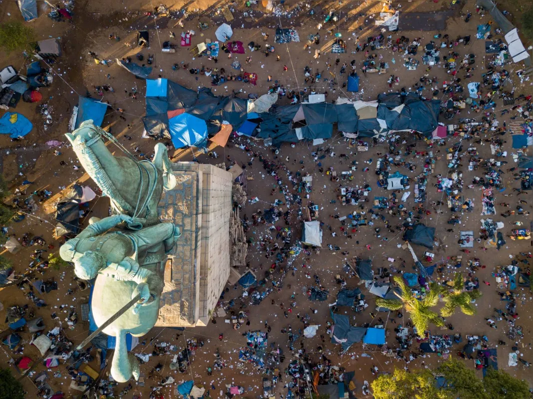 Imagem aérea da Praça Princesa Isabel onde se encontra o novo local do fluxo da cracolândia. Foto: Danilo Verpa