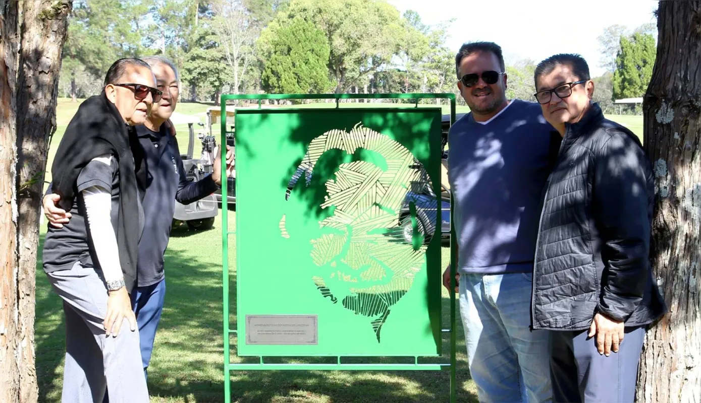 Galvão Bueno, Luis Carlos Miguita, o presidente do LGC Fabio Marin e Carlos Fujiwara