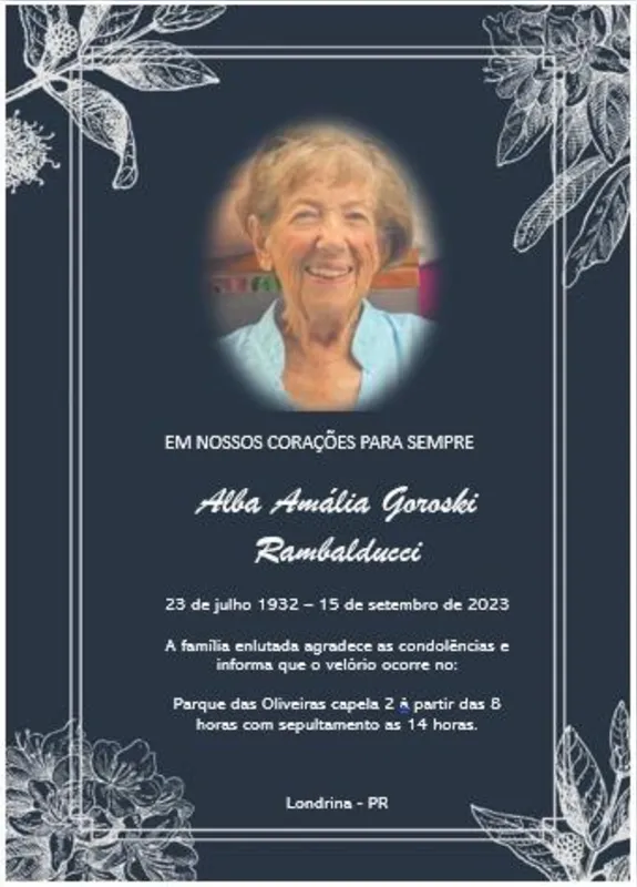 Imagem ilustrativa da imagem Morre d. Alba Amália, mãe do colunista da FOLHA Marcos Rambalducci
