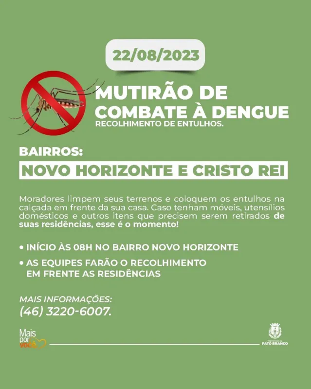 Imagem ilustrativa da imagem Mutirão de Combate à Dengue nos Bairros Novo Horizonte e Cristo Rei