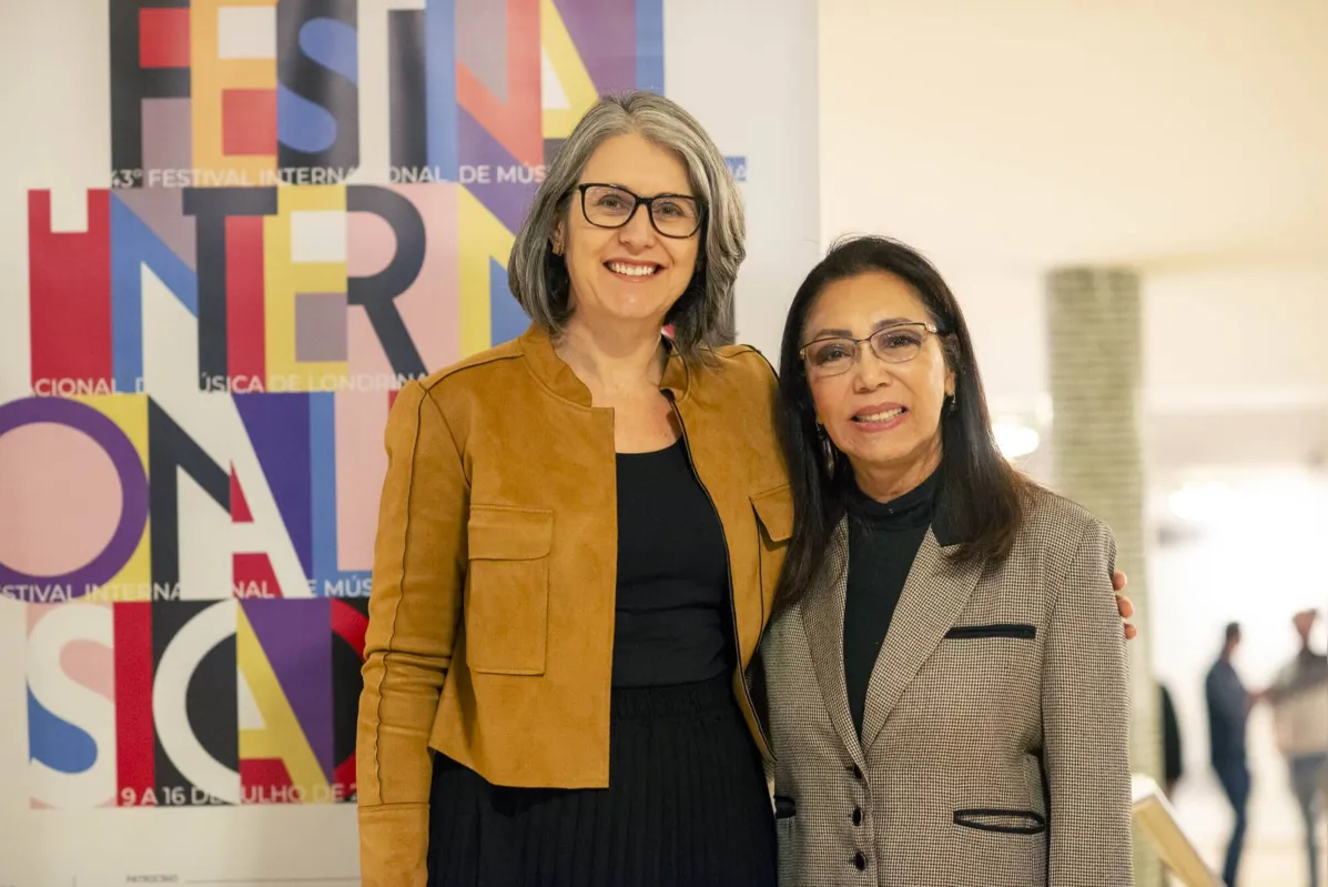 Reitora da UEL, Marta Fávaro, e a coordenadora do 43º Festival Internacional de Música de Londrina, Magali  Kleber