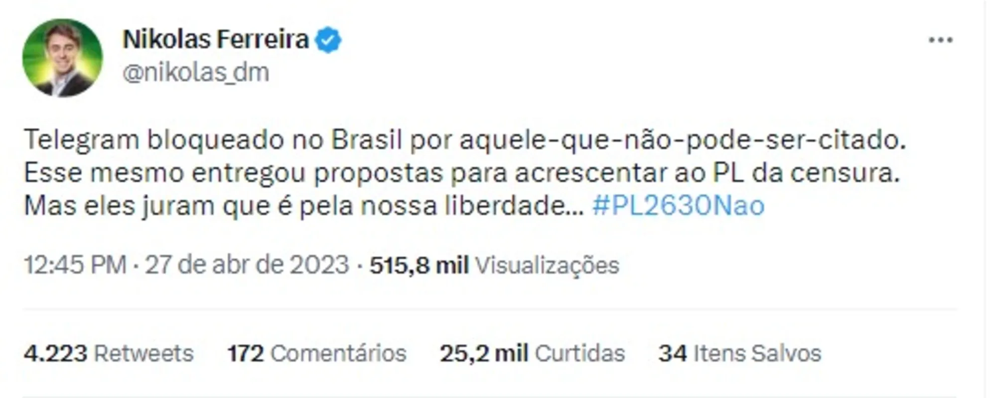 Imagem ilustrativa da imagem O que o Twitter diz sobre o bloqueio do Telegram? A Folha Confere!